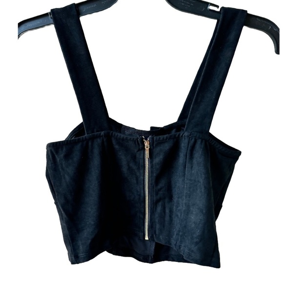 Bebe Faux Suede Lace-Up Top Jet Black XS - Picture 2 of 10